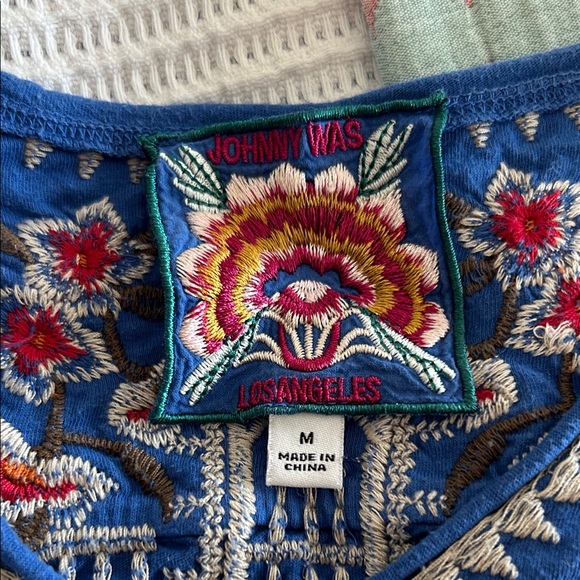 Johnny Was Royal Blue Tunic with Multicolor Embroidery - Picture 2 of 3